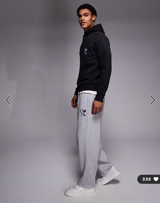 ADPT loose fit joggers with star logo in light grey