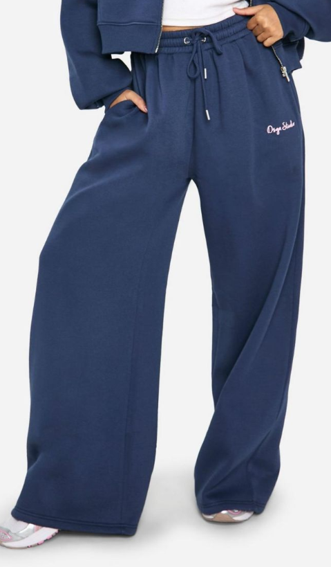 Boohoo - DSGN STUDIO SCRIPT WIDE LEG JOGGER - navy