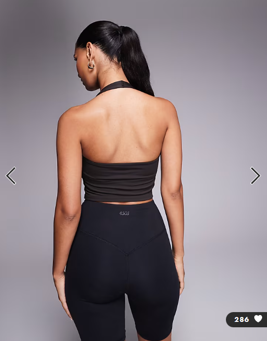 4505 halter neck performance top with inner bra in dark chocolate