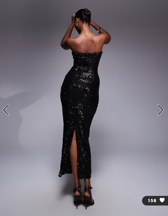 TFNC bandeau maxi dress in black sequin
