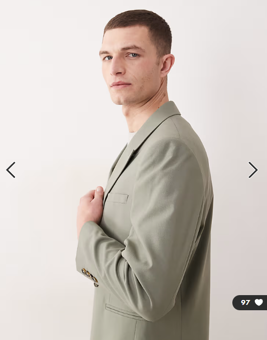 ASOS DESIGN double breasted regular suit jacket in sage green