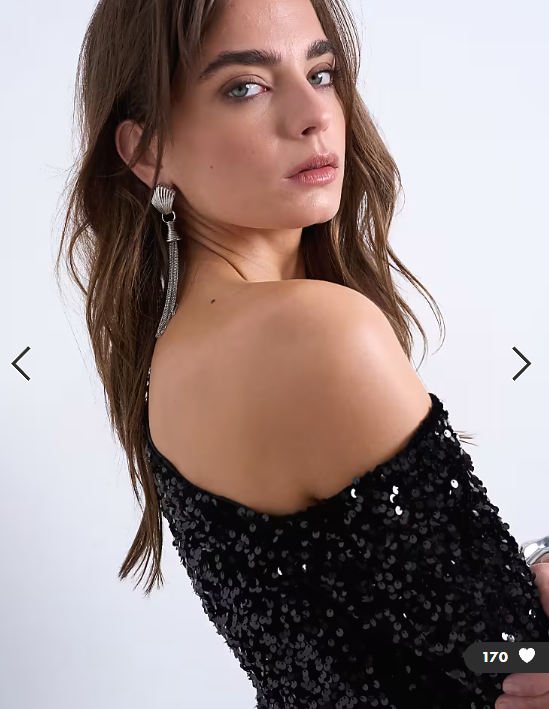 Topshop off shoulder mini sequin velvet dress in black