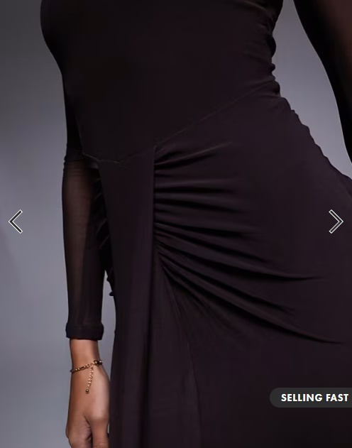 ASOS DESIGN mesh long sleeve slash neck open back maxi dress with sash in chocolate