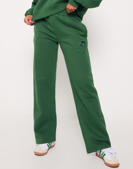 Plt -  Forest Green Logo Embroidered Wide Leg Joggers