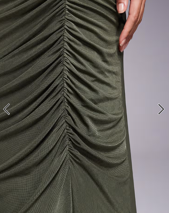 ASOS DESIGN mesh draped back ruched maxi dress in khaki
