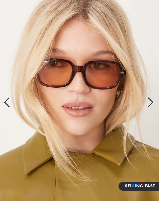 ASOS DESIGN square sunglasses in brown with orange lens