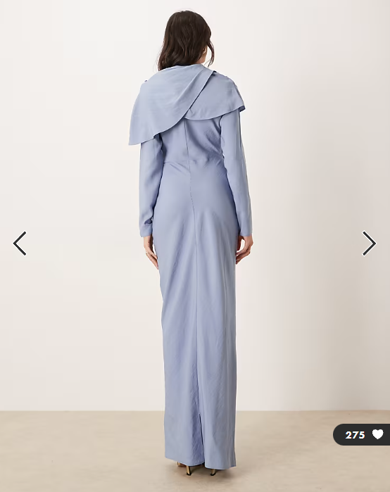 ASOS DESIGN Tall high neck draped bodice maxi dress in mid blue