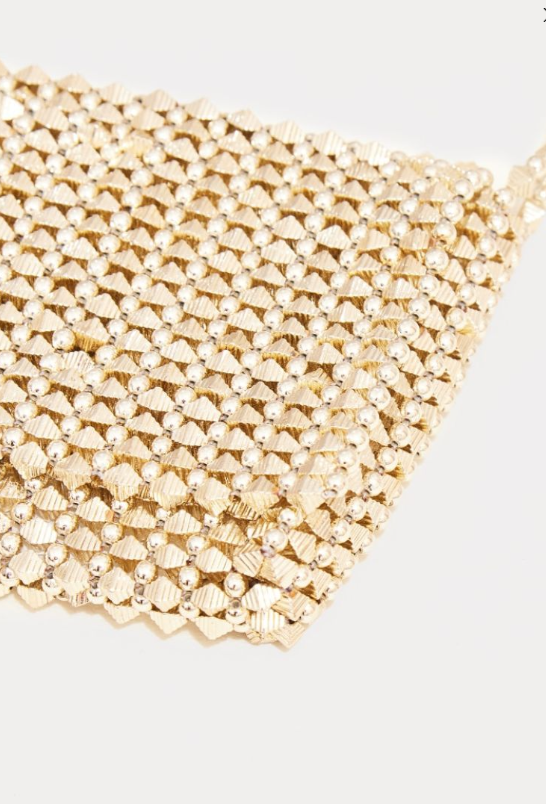 Gold Beaded Shoulder Bag