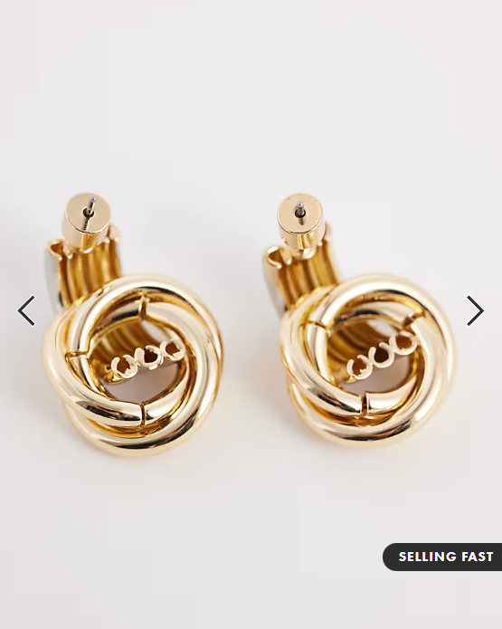 ASOS DESIGN stud door-knocker earrings in mixed silver and gold tone