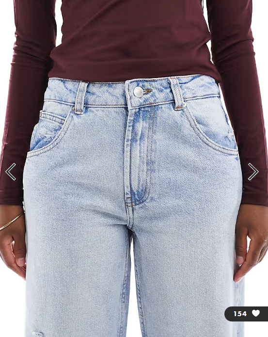 ASOS DESIGN low rise baggy jeans with rips in vintage wash