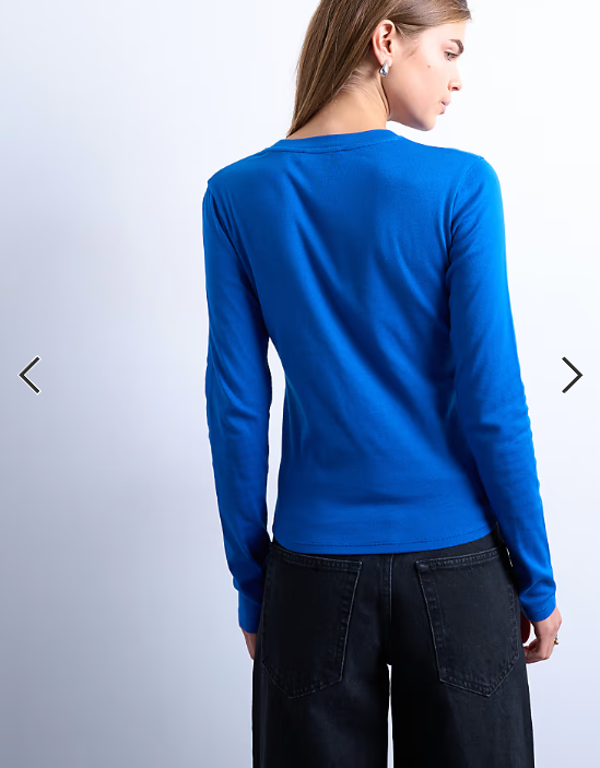 Topshop long sleeve everyday tee in cobalt blue