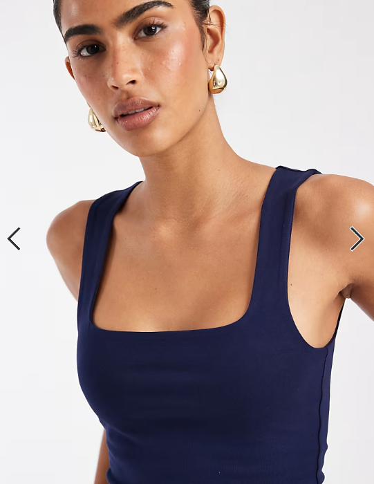 ASOS DESIGN double layer square neck vest in navy