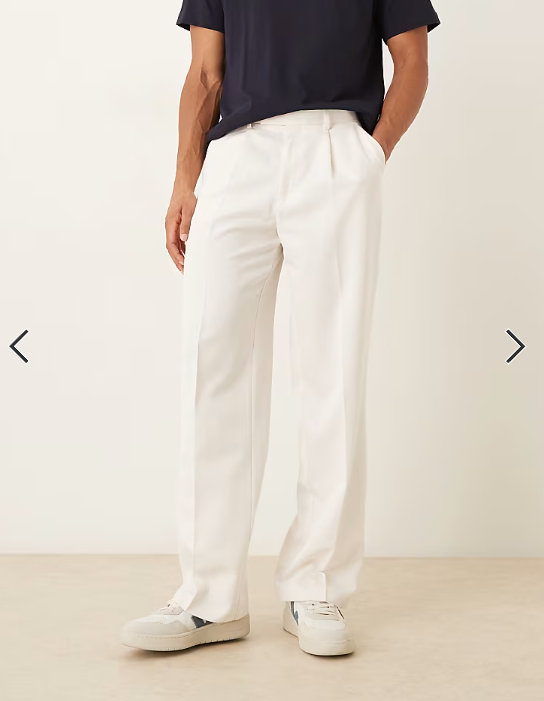 ASOS DESIGN smart pleated wide leg trousers in white