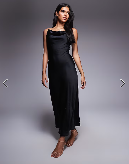 New Look - satin cowl neck midi dress in blaxk