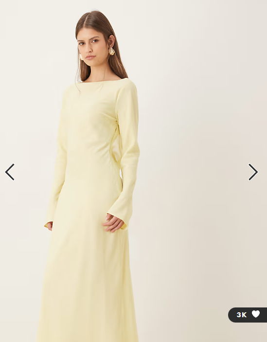 ASOS DESIGN chiffon maxi dress with cowl neck back detail in light yellow