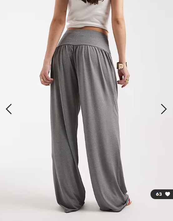 ASOS DESIGN wide waistband slouchy trouser co-ord with button detail in grey marl