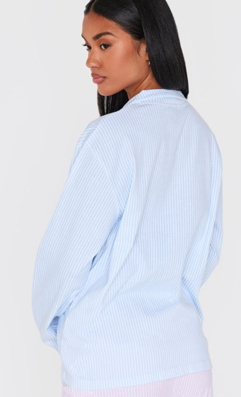 Blue Stripe Long Sleeve Pj Shirt