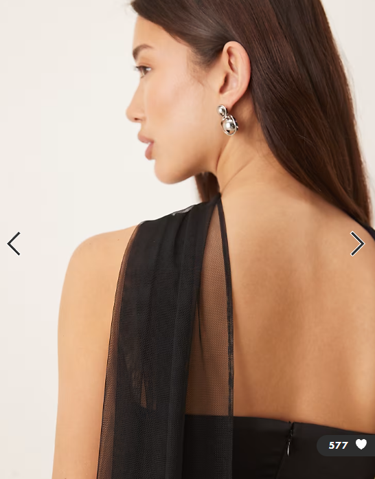 Lace & Beads tulle bandeau drop waist maxi dress with scarf in black