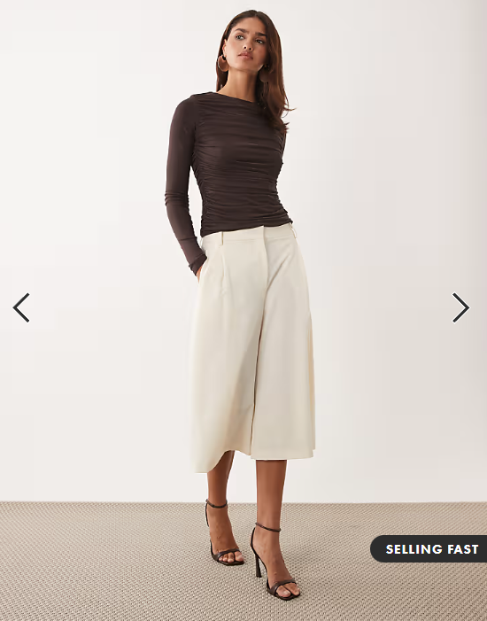 ASOS DESIGN ruched long sleeve top in chocolate