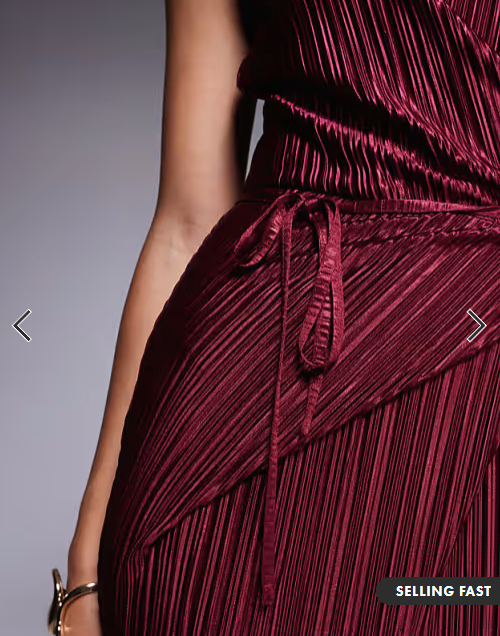 ASOS DESIGN plisse sleeveless wrap tie front maxi dress in wine