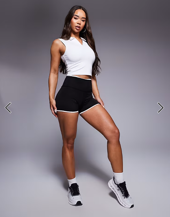 4505 Tennis active sleeveless cropped polo shirt in white