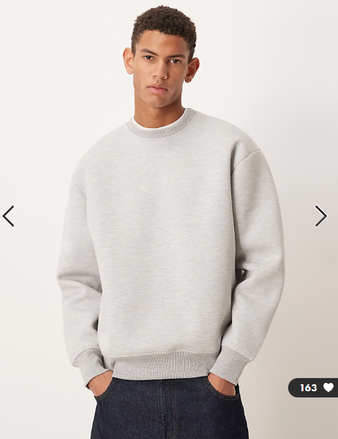 ASOS DESIGN heavyweight oversized crew sweatshirt in scuba-style fabric in grey marl - LGREY