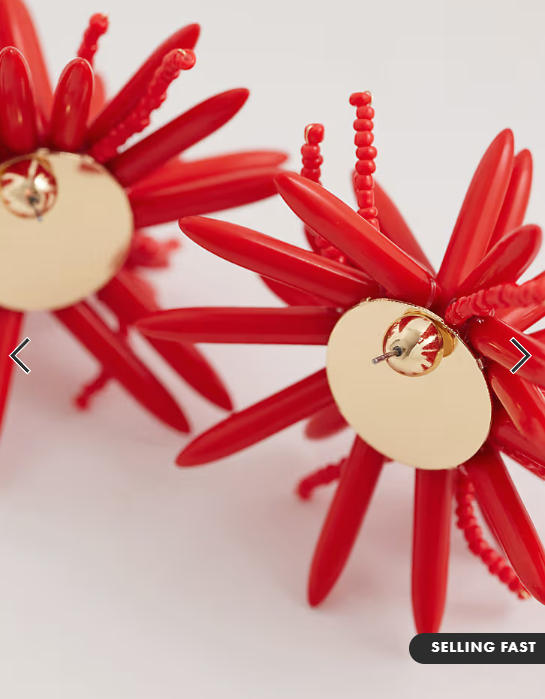 ASOS DESIGN statement red flower earrings