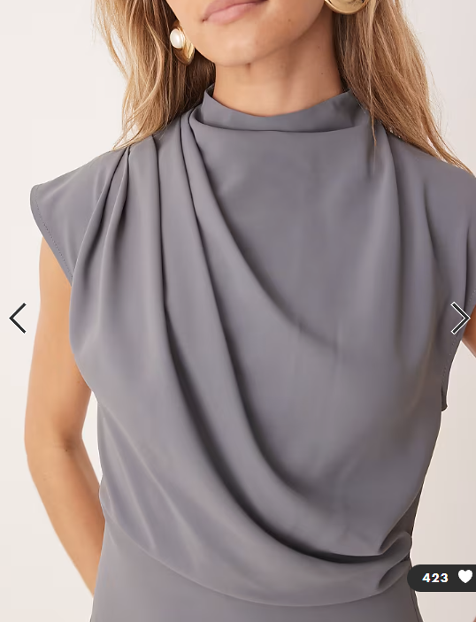 ASOS DESIGN high neck sleeveless mini dress with draped neck in grey