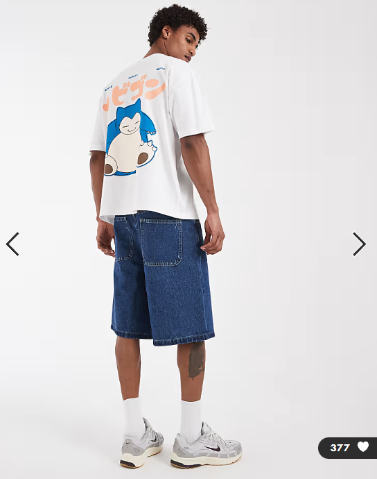 ASOS DESIGN oversized tee with Snorlax Pokemon print in White.