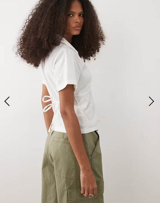 Brave Soul short sleeve shirt with open button detail in white