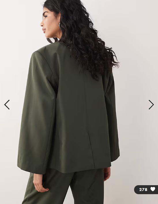 Vila hammered button tailored blazer co-ord in deep khaki
