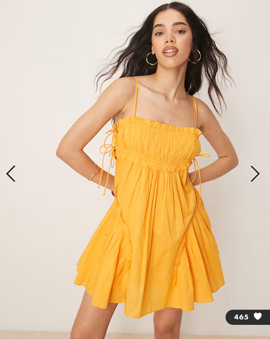 ASOS DESIGN babydoll mini dress with ruffle hem in orange