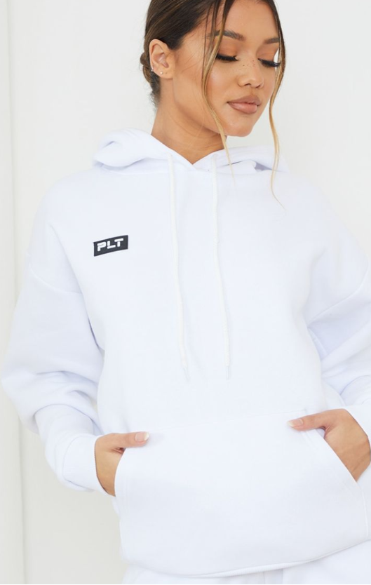 Plt - White Logo Badge Detail Oversized Hoodie