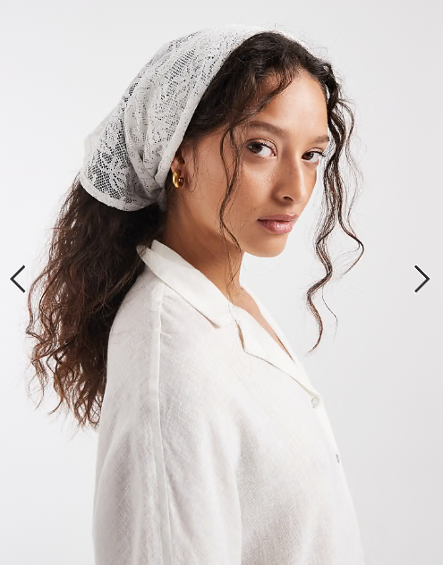 Pieces lace multi-use scarf in white
