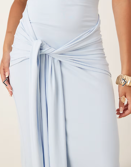 Gina Tricot soft tie front knot maxi dress in light blue