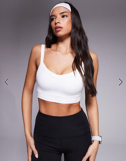 4505 Icon running medium support sports bra with adjustable straps in white