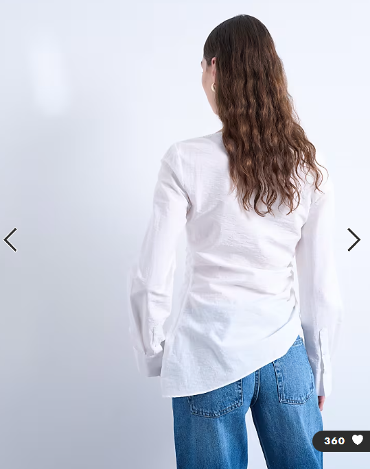 Topshop drape neck long sleeve top in white