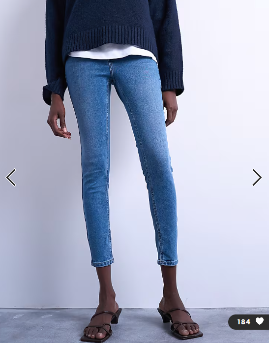 Topshop Jamie high rise skinny jeans in mid blue