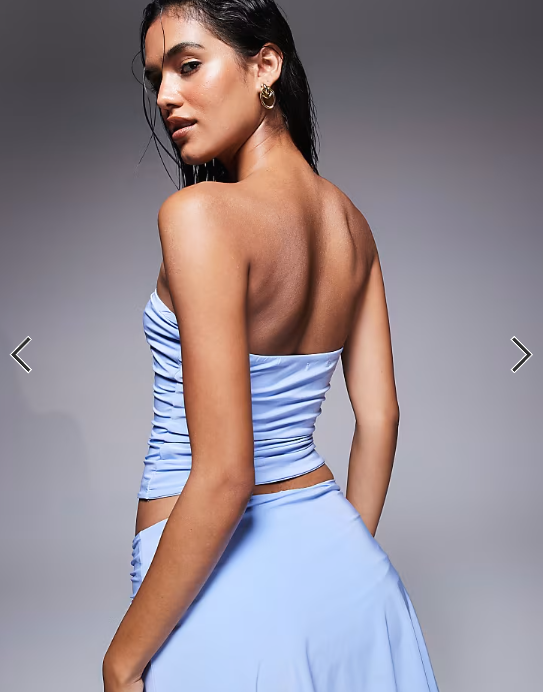 Fashionkilla double sculpted slinky bandeau top co-ord in baby blue