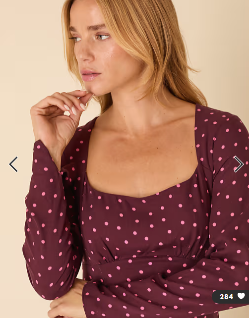 Nobody's Child Delilah square neck midi dress in plum polka dot