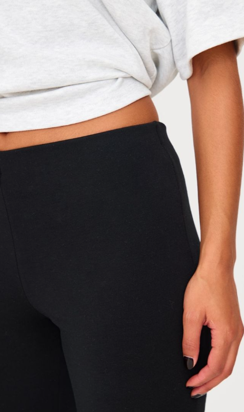 Black Double Contour Jersey Flared Trousers