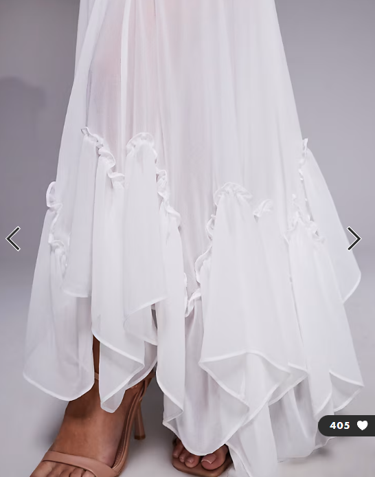 Forever New Petite Bridal cami sheer hanky hem maxi dress in ivory