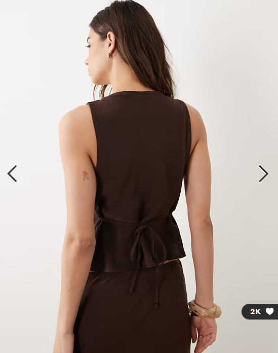 ASOS DESIGN linen blend halter top in chocolate