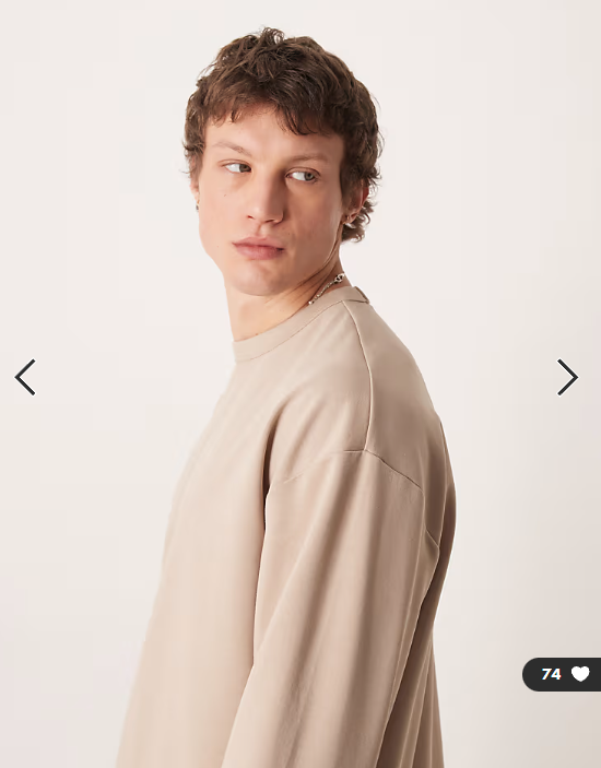ASOS DESIGN breatheMAX™ heavyweight oversized long sleeve T-shirt in stone cotton blend.