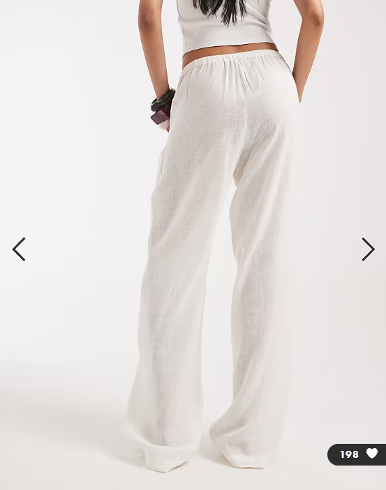 ONLY Tall linen blend wide leg trouser in white