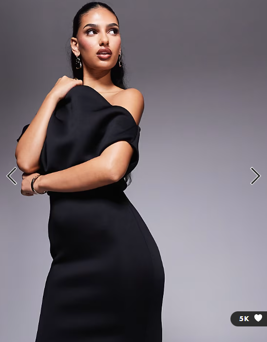 ASOS DESIGN dramatic neckline midi dress in black scuba-style fabric