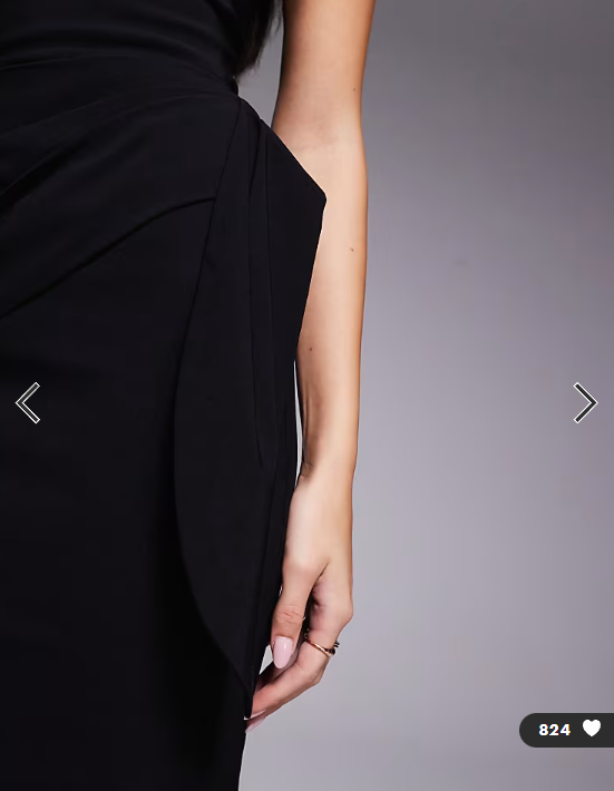 Vesper bengaline bandeau drape front detail maxi dress in black