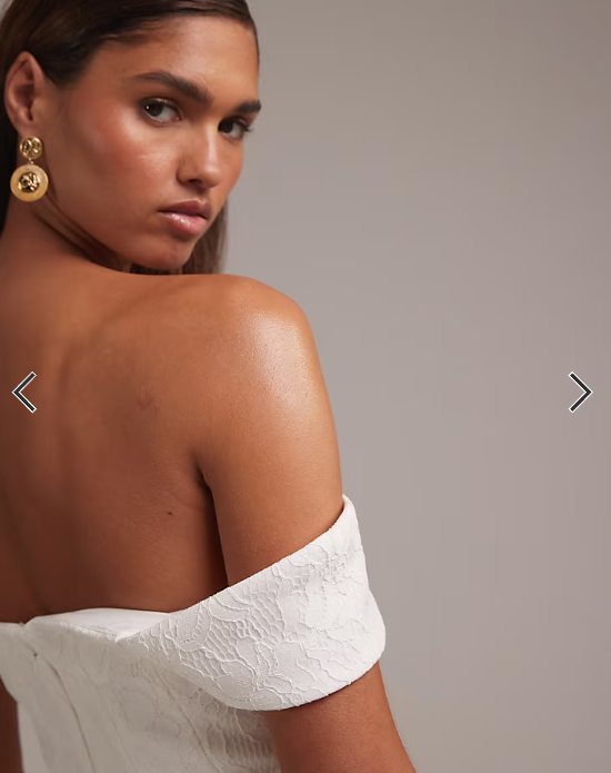 ASOS DESIGN structured lace bodice maxi wedding dress with chiffon skirt in ivory