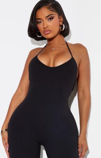 Shape Black Sculpted Halterneck Low Back Jumpsuit
