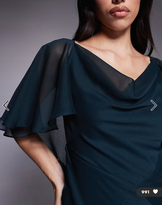 ASOS DESIGN cowl neck ruffle hem maxi dress in dark green
